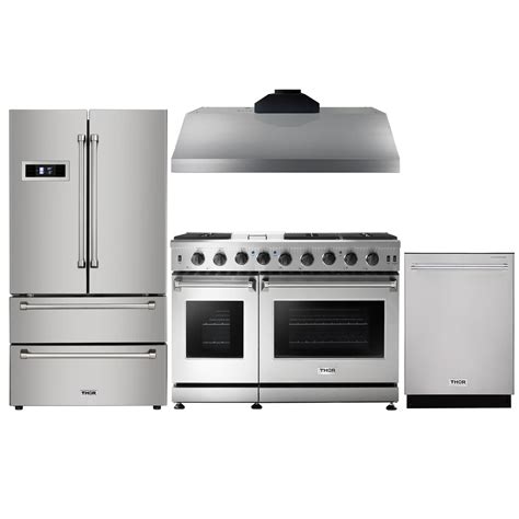 Thor Kitchen Appliance Package Includes Thor Kitchen 36" Professional Gas Range in Stainless Steel (HRG3618U) Thor Kitchen 36" Stainless Steel Refrigerator (HRF3601F) Thor Kitchen 24" Stainless Steel Dishwasher (HDW2401SS) Thor Kitchen 36" Wall Mount LED Light Range Hood with 600 CFM Motor in Stainless Steel (HRH3607) 1. . Thor appliance packages